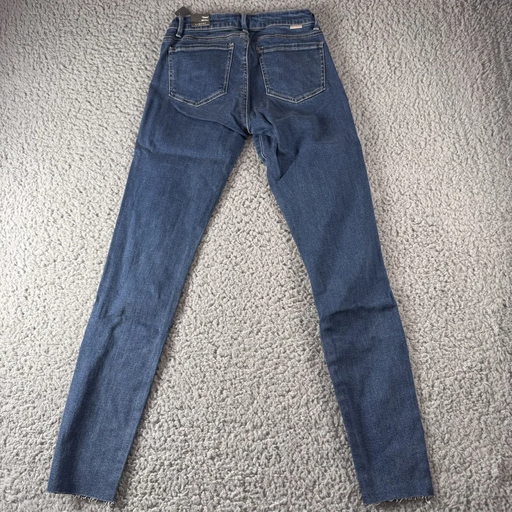 Tractr‎ Diane Mid Rise Distressed Indigo Blue Raw Hem Stretch Jean Sz 0/25 NWT